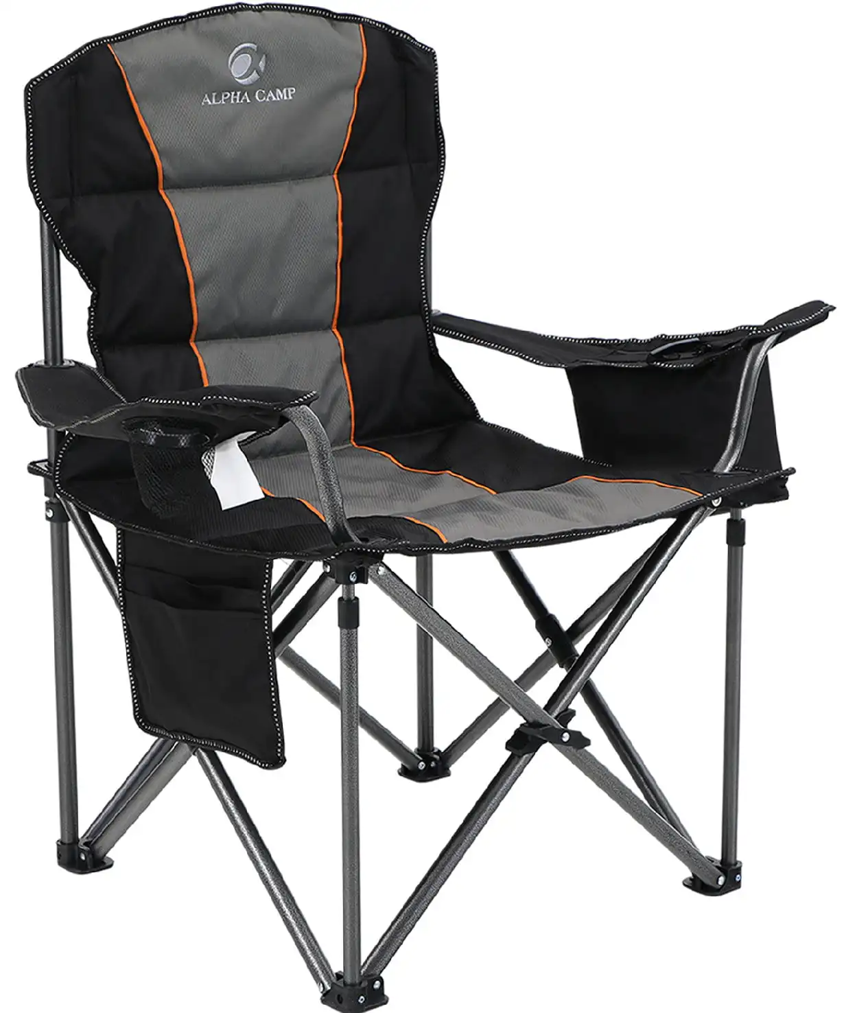 Camp Foldable Camping Chair Padded Heavy Duty Portable Quad Chair with Cooler Bag & Cup Holder Supports 450lbs, Black and Gray
Camp Foldable Camping Chair Padded Heavy Duty Portable Quad Chair with Cooler Bag & Cup Holder Supports 450lbs, Black and Gray