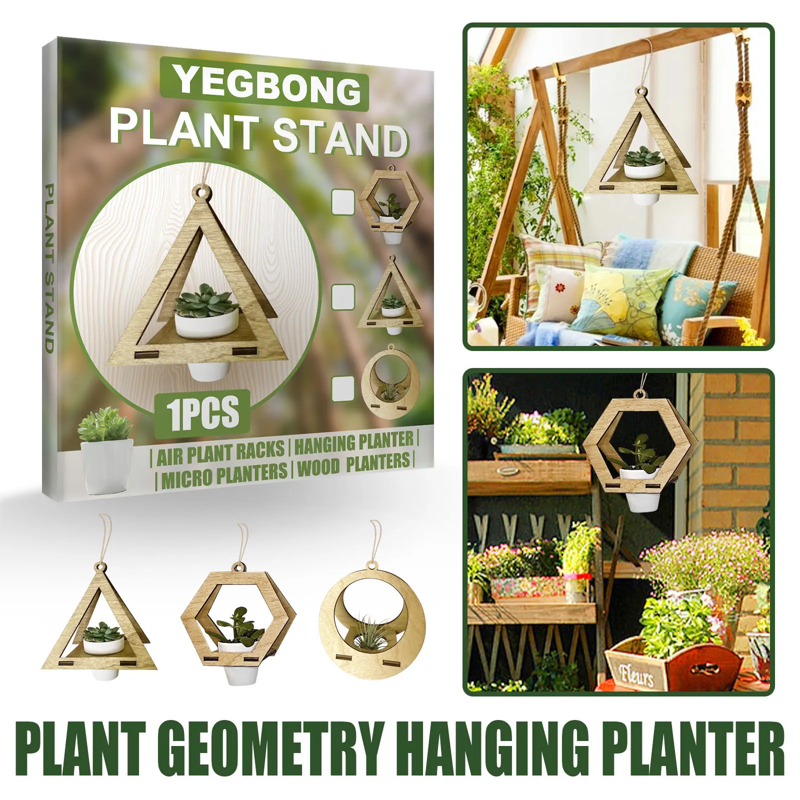 Hanging Planters Geometric wood Plants Holder Home Decor Flower Pot Containers
Hanging Planters Geometric wood Plants Holder Home Decor Flower Pot Containers