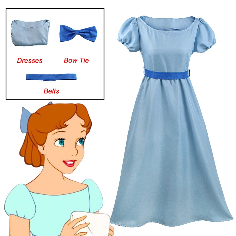 

Peter Pan Wendy Cosplay Disney Wendy Princess Dress Belt Outfits Adult Halloween Carnival Costume for Women Girls
