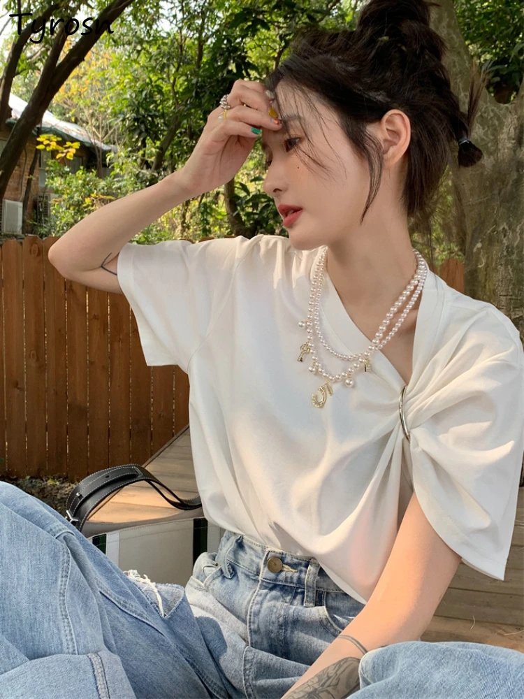 Asymmetrical T-shirts Women Letter Design Chic Personality Daily Ulzzang Summer Clothes Ladies Streetwear All-match Simple Sexy
Asymmetrical T-shirts Women Letter Design Chic Personality Daily Ulzzang Summer Clothes Ladies Streetwear All-match Simple Sexy