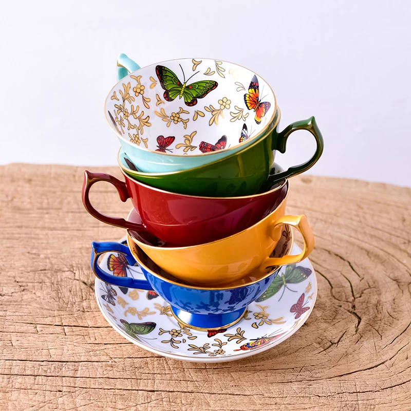 European Luxury Afternoon Tea Cup Bone China Butterfly Gold Tea Set Ceramic Black Coffee Cup with Saucer
European Luxury Afternoon Tea Cup Bone China Butterfly Gold Tea Set Ceramic Black Coffee Cup with Saucer