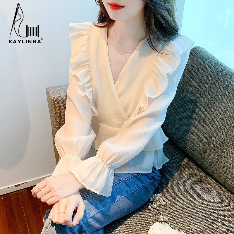 KAYLINNA Ruffles Chiffon Blouse Women Blouses Shirts Clothes Casual ladies V-Neck Long Sleeve Womens Tops and Blouses S-XXL
KAYLINNA Ruffles Chiffon Blouse Women Blouses Shirts Clothes Casual ladies V-Neck Long Sleeve Womens Tops and Blouses S-XXL