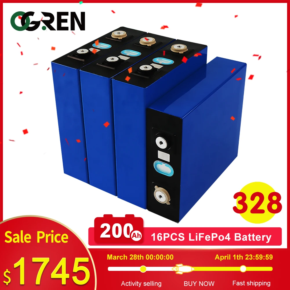 Original New 3.2V 200Ah Lifepo4 Battery 16PCS Grade A 12V 24V for EV RV Battery Pack DIY For EV RV Solar System EU US Tax Free
Original New 3.2V 200Ah Lifepo4 Battery 16PCS Grade A 12V 24V for EV RV Battery Pack DIY For EV RV Solar System EU US Tax Free