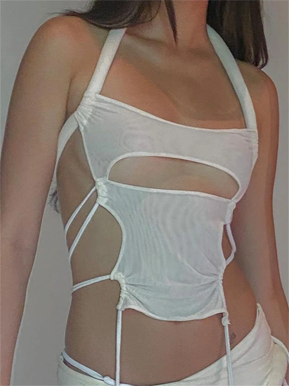 Halter Neck Hollow Out Crop Top Women Y2k Slim Sexy Navel Club Wear Female Solid White Hole Casual Tanks Tops E Girl Streetwear
Halter Neck Hollow Out Crop Top Women Y2k Slim Sexy Navel Club Wear Female Solid White Hole Casual Tanks Tops E Girl Streetwear