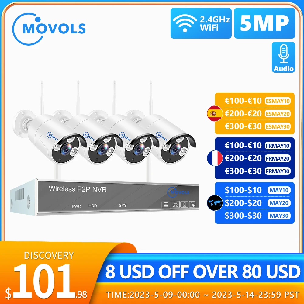 MOVOLS 5MP 8CH Wireless CCTV System 1920P Outdoor Waterproof Wifi IP Security Camera Audio Record P2P Video Surveillance Kit
MOVOLS 5MP 8CH Wireless CCTV System 1920P Outdoor Waterproof Wifi IP Security Camera Audio Record P2P Video Surveillance Kit