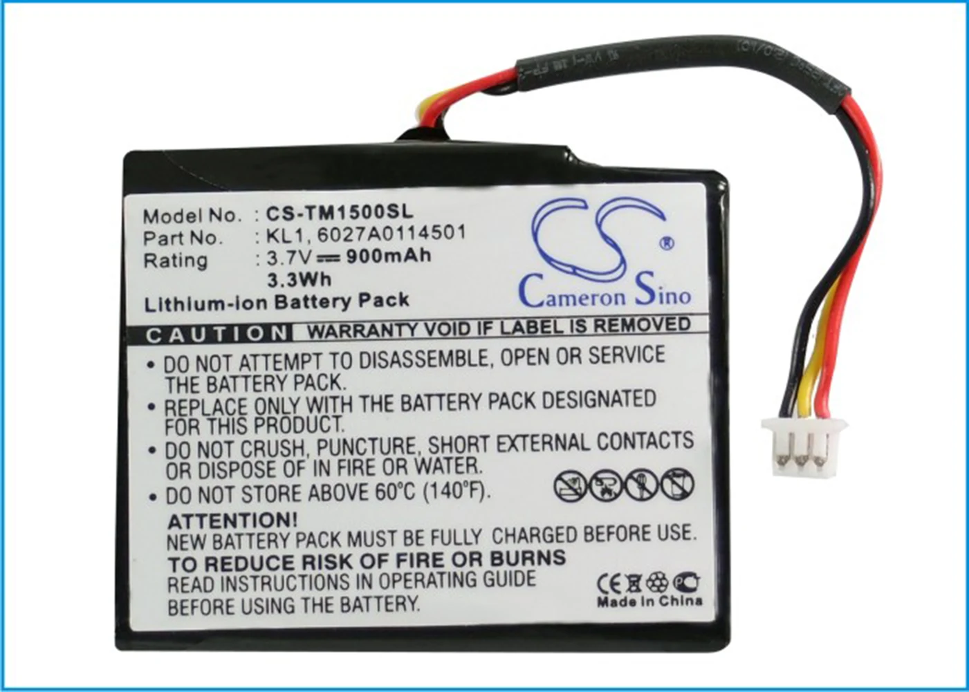 

Cameron Sino 900mA Battery for TomTom VIA 1435TM, VIA 1505, VIA 1505M, VIA 1505T, VIA 1535T 6027A0114501, KL1