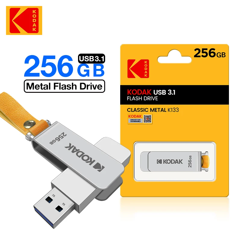 KODAK USB3.1 Flash Drive K133 256GB Rotary Pen Drive 256GB Metal High Speed Memory Stick Cle USB 3.1 Free Shipping
KODAK USB3.1 Flash Drive K133 256GB Rotary Pen Drive 256GB Metal High Speed Memory Stick Cle USB 3.1 Free Shipping