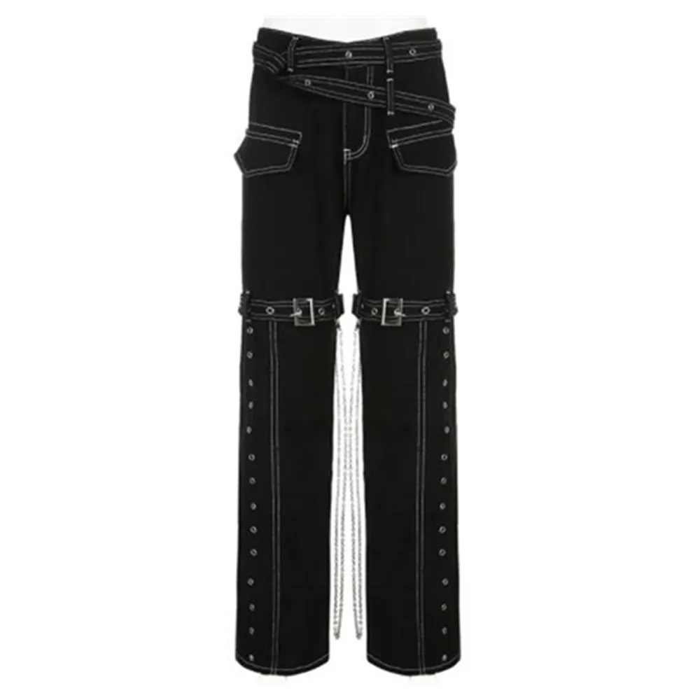 Women Jeans Black High Waisted Straight Leg Denim Trousers Women Gothic Pants Streetwear Punk Pantalones De Mujer
Women Jeans Black High Waisted Straight Leg Denim Trousers Women Gothic Pants Streetwear Punk Pantalones De Mujer
