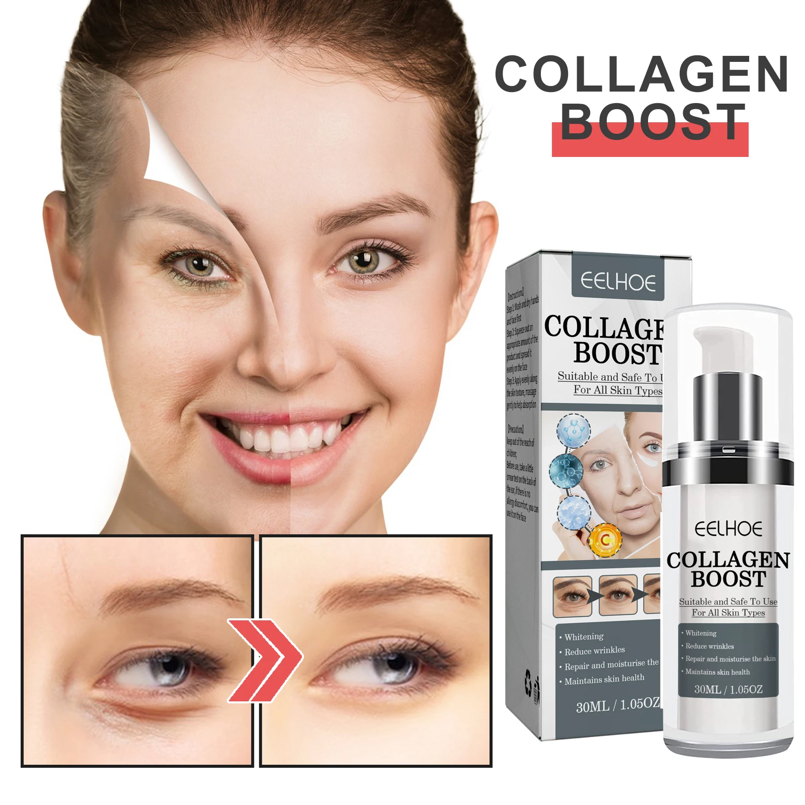 Collagen Boost Anti-Wrinkle Facial Cream Dark Skin Whitening Lotion Black Spots Remover Cream with Hyaluronic Acid for Face Lift
Collagen Boost Anti-Wrinkle Facial Cream Dark Skin Whitening Lotion Black Spots Remover Cream with Hyaluronic Acid for Face Lift