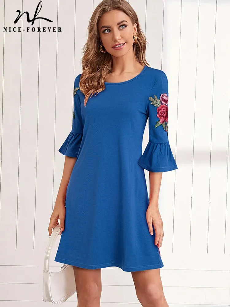 Nice-forever Spring Women Vintage Embroidery Rose Dresses Casual Loose Shift Stright Dress 2btyT019
Nice-forever Spring Women Vintage Embroidery Rose Dresses Casual Loose Shift Stright Dress 2btyT019