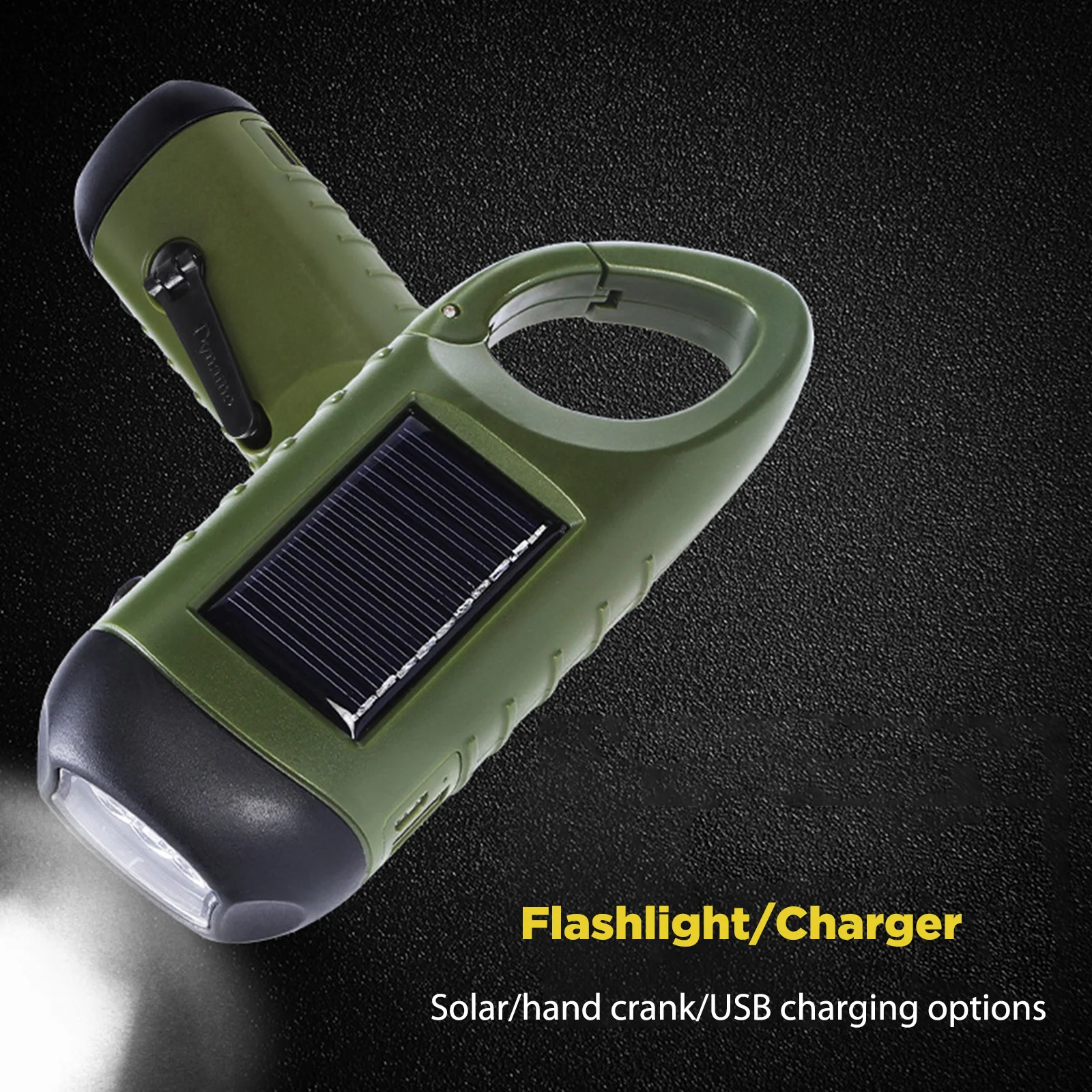 

Solar Powered Flashlight Hand Crank Dynamo Rechargeable LED Light Lamp Charging Powerful Torch For Outdoor self-defense Camping