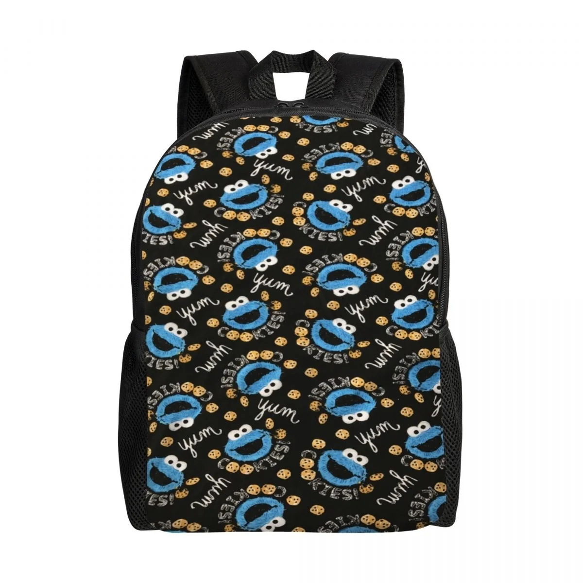 

Синий рюкзак для ноутбука Улица Сезам, Мужской и Женский Повседневный Рюкзак для книг для студентов колледжа, забавный мультяшный рюкзак с печеньем