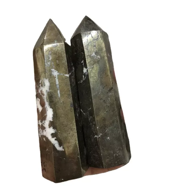 

Rare Natural Copper Pyrites Wand Healing Crystal Six Siege Point Minerale Gemstone Obelisk Home Art Decoration Reiki Chakra Gift