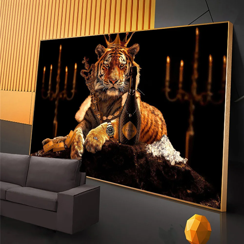 Luxury Tiger With Champagne Canvas Poster And Prints Rich Animal King Crown Wall Art Painting Decoration For Living Room
Luxury Tiger With Champagne Canvas Poster And Prints Rich Animal King Crown Wall Art Painting Decoration For Living Room