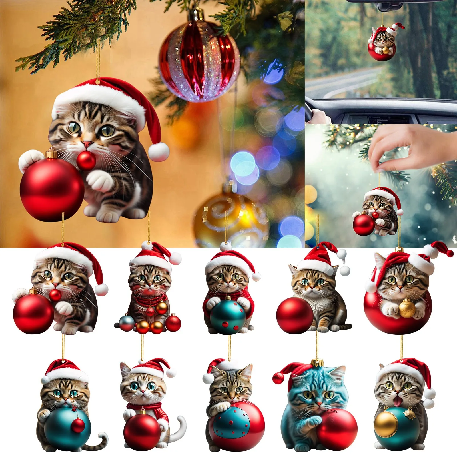 2D Acrylic Funny Cat Holding Christmas Ball Christmas Tree Ornament Double Side Printing Cute Animal Series Pendant Gifts
2D Acrylic Funny Cat Holding Christmas Ball Christmas Tree Ornament Double Side Printing Cute Animal Series Pendant Gifts