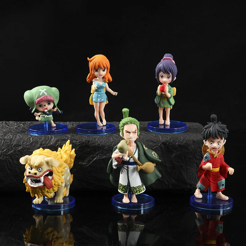 

8.5cm 6Pcs/Set One Piece Kimono Monkey D Luffy Roronoa Zoro Nami Tony Tony Chopper Cute PVC Figure Figurine Toy