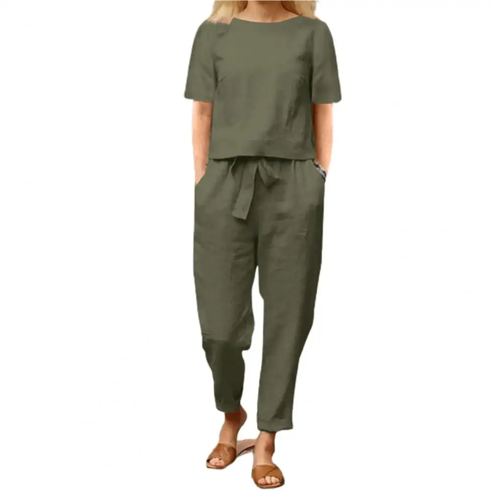 Female 1 Set Casual Relaxed Fit Bow-knot T-shirt Pants Set Temperament Top Pants O-Neck for Office
Female 1 Set Casual Relaxed Fit Bow-knot T-shirt Pants Set Temperament Top Pants O-Neck for Office