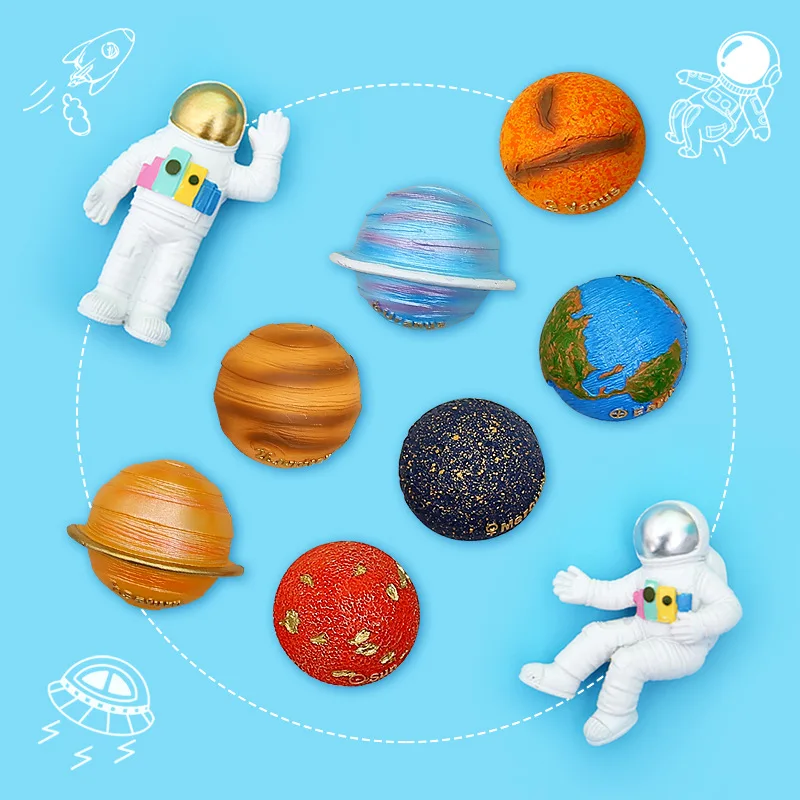 

3D Fridge Magnets Earth Moon Mars planet astronaut Resin Refrigerator Magnets Christmas Home Decoration Gift