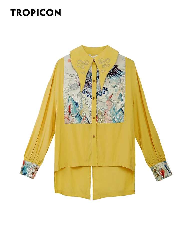 TROPICON Spring 2022 Womens Fashion Yellow Patchwork Button Up Shirt Long Sleeve Collared Blouse Lantern Sleeve Designer Top
TROPICON Spring 2022 Womens Fashion Yellow Patchwork Button Up Shirt Long Sleeve Collared Blouse Lantern Sleeve Designer Top