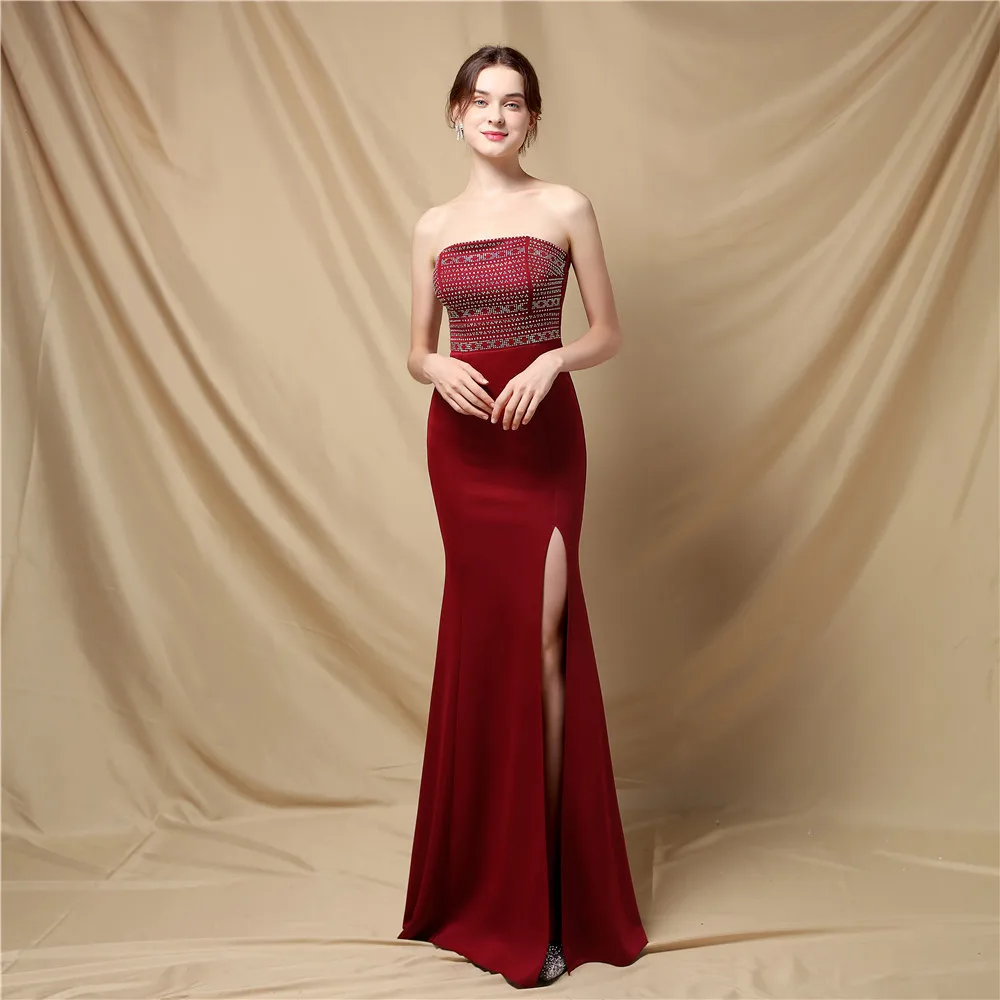 Backless High Slit Strapless Formal Evening Dress for Wedding Party Women Simple Sequined Mermaid Long Prom Gown Elegant White
Backless High Slit Strapless Formal Evening Dress for Wedding Party Women Simple Sequined Mermaid Long Prom Gown Elegant White