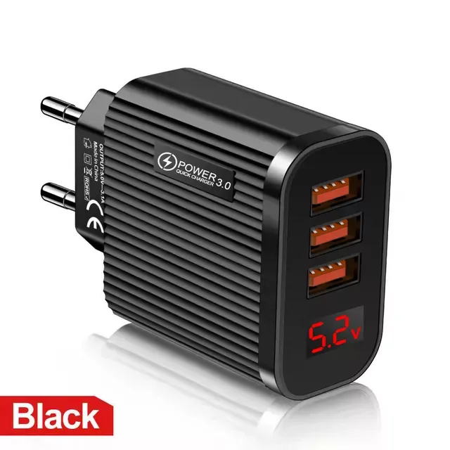 Ports USB Charger Quick Charge 3.0 With LED Digital Display Wall Charger For iPhone Xiaomi Fast Charging Mobile Phone Chargers
Ports USB Charger Quick Charge 3.0 With LED Digital Display Wall Charger For iPhone Xiaomi Fast Charging Mobile Phone Chargers