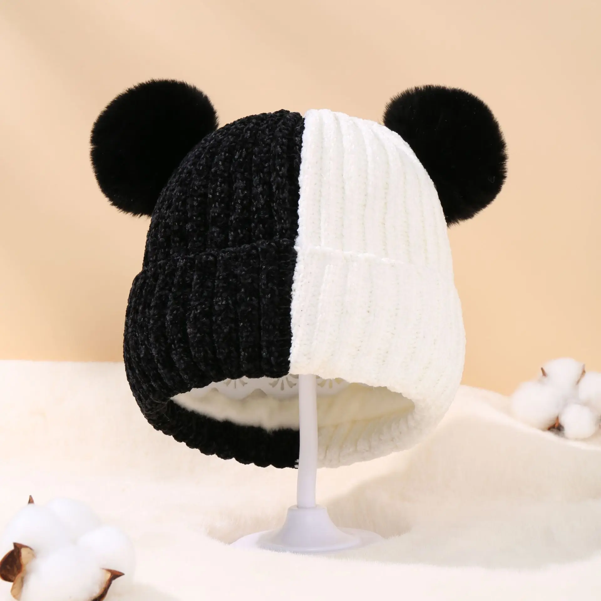 Winter Baby Cute Knit Hat Bear Ear Knit Hat Black White Double-color Soft Warm Knitted Bonnet for Boys Girls Kids Infant Beanie
Winter Baby Cute Knit Hat Bear Ear Knit Hat Black White Double-color Soft Warm Knitted Bonnet for Boys Girls Kids Infant Beanie