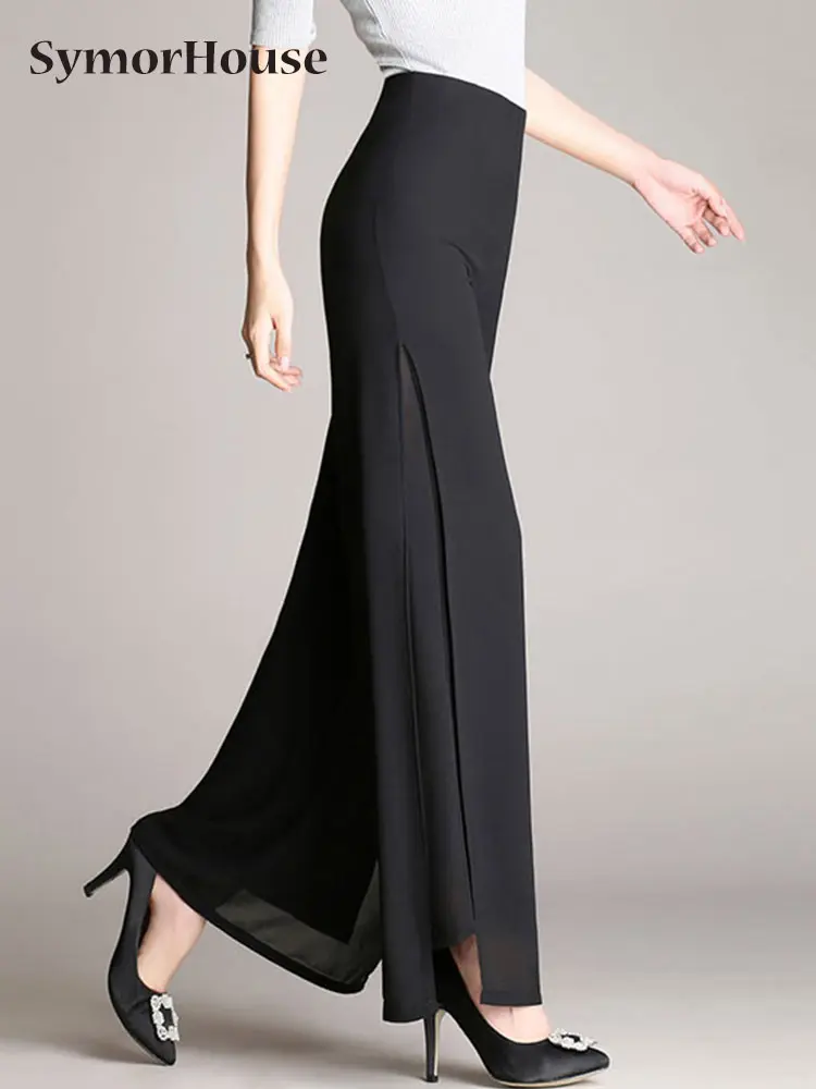 Spring Summer Autumn Women Black Chiffon Pants Loose Wide Leg Pants High Waist Straight Trousers Streetwear Casual Dance Pants
Spring Summer Autumn Women Black Chiffon Pants Loose Wide Leg Pants High Waist Straight Trousers Streetwear Casual Dance Pants