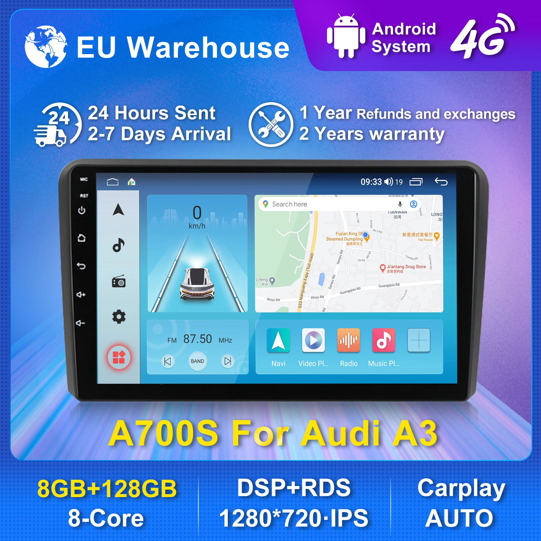 Автомагнитола на Android 11 с GPS-навигацией для Audi A3 S3 2002 - 2012 2013 8-ядерный IPS 1280*720 4G Carplay мультимедийный плеер без 2Din DVD
Автомагнитола на Android 11 с GPS-навигацией для Audi A3 S3 2002 - 2012 2013 8-ядерный IPS 1280*720 4G Carplay мультимедийный плеер без 2Din DVD