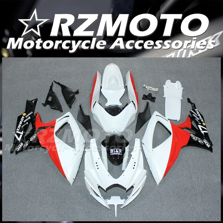 Injection Mold New ABS Motorcycle Fairings Kit Fit for Suzuki GSX-R 600 750 K6 2006 2007 Bodywork Set White Red
Injection Mold New ABS Motorcycle Fairings Kit Fit for Suzuki GSX-R 600 750 K6 2006 2007 Bodywork Set White Red