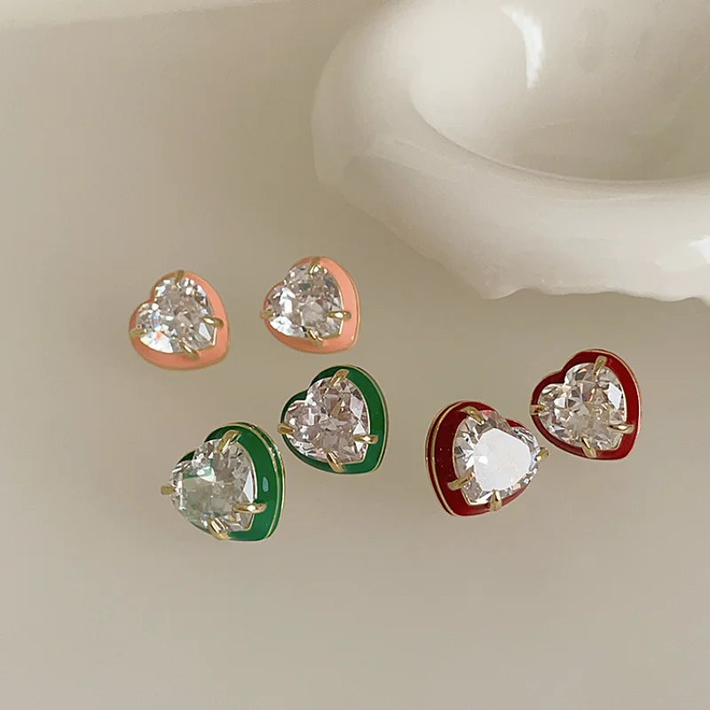 Minar New Trendy Multicolor Enamel Love Heart Stud Earrings for Women Shiny CZ Cubic Zirconia Statement Earring Party Jewelry
Minar New Trendy Multicolor Enamel Love Heart Stud Earrings for Women Shiny CZ Cubic Zirconia Statement Earring Party Jewelry