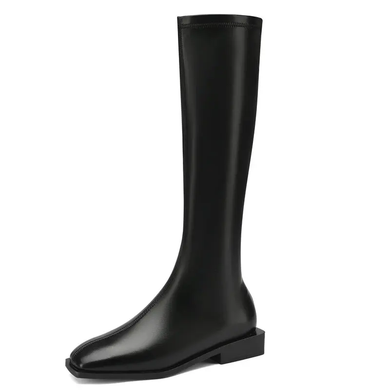 Square Toe Long Boots Women Knee High Boots Thick Low Heels Casual Concise Fashion Autumn Winter Side Zipper Shoes Woman 2023 
Square Toe Long Boots Women Knee High Boots Thick Low Heels Casual Concise Fashion Autumn Winter Side Zipper Shoes Woman 2023