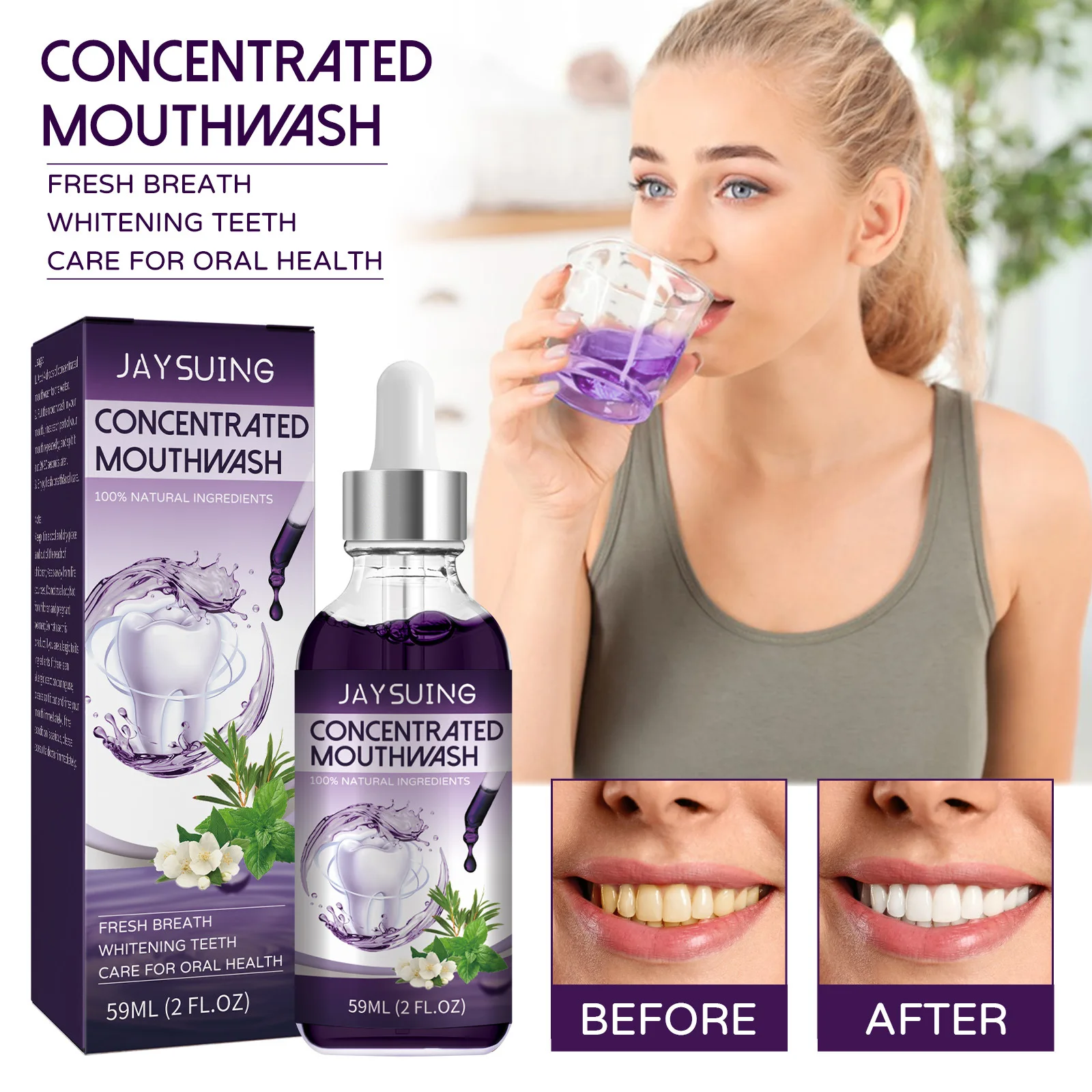 

Concentrated Mouthwash Mouth Refreshing Brightening Teeth Mouthwash Bad Breath Tooth Stains Yellow Teeth Cleaner