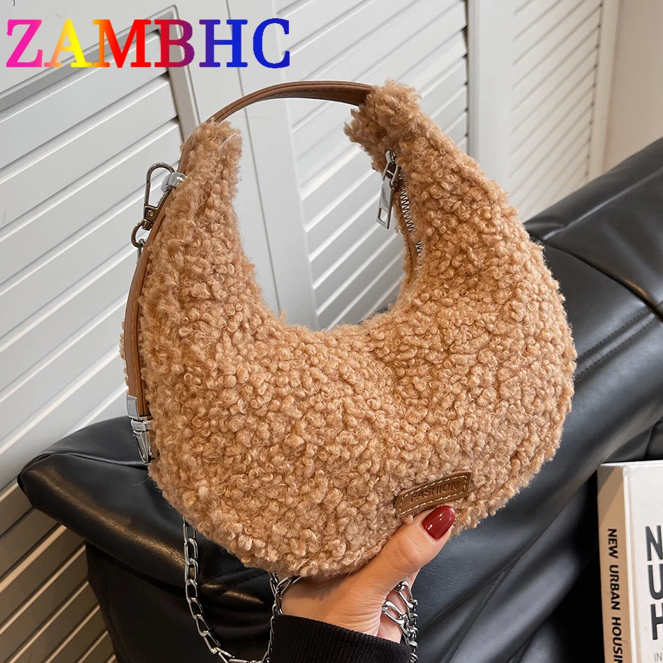 Winter Warm Plush Shoulder Crossbody Bags for Women 2023 New Fashion Chain Half Moon Bag Designer Brand Purses and Handbags Tote
Winter Warm Plush Shoulder Crossbody Bags for Women 2023 New Fashion Chain Half Moon Bag Designer Brand Purses and Handbags Tote