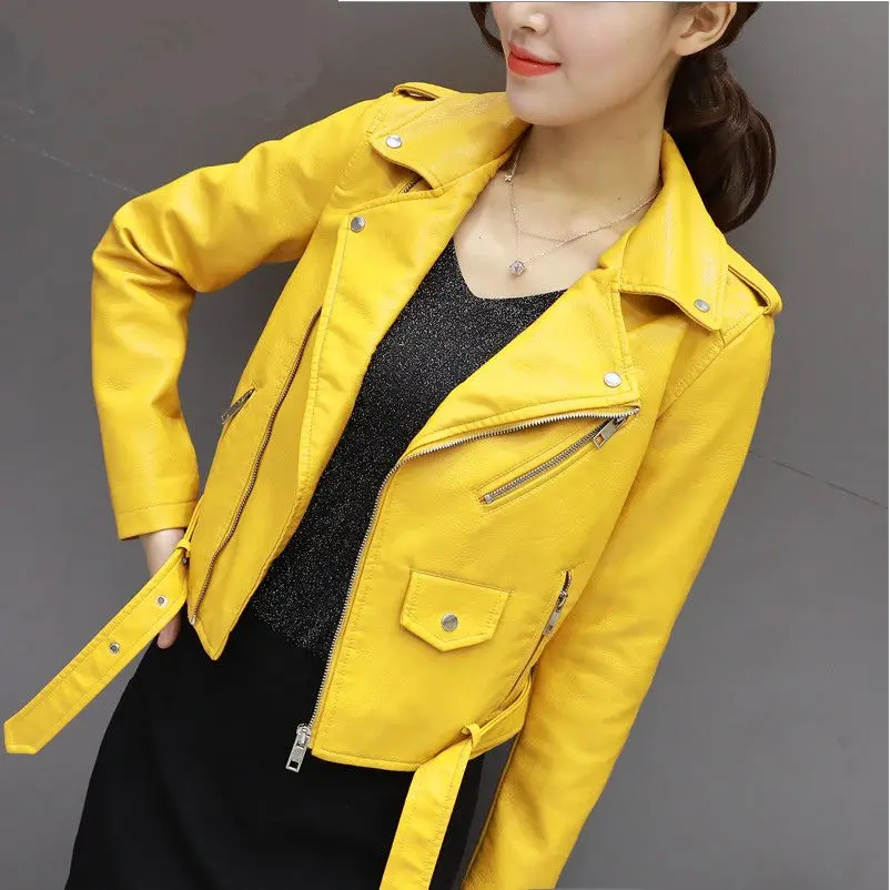 New Slim Women Leather Jacket Motorcycle Ladies Short Small Coat Spring and Autumn Suit Personality
New Slim Women Leather Jacket Motorcycle Ladies Short Small Coat Spring and Autumn Suit Personality