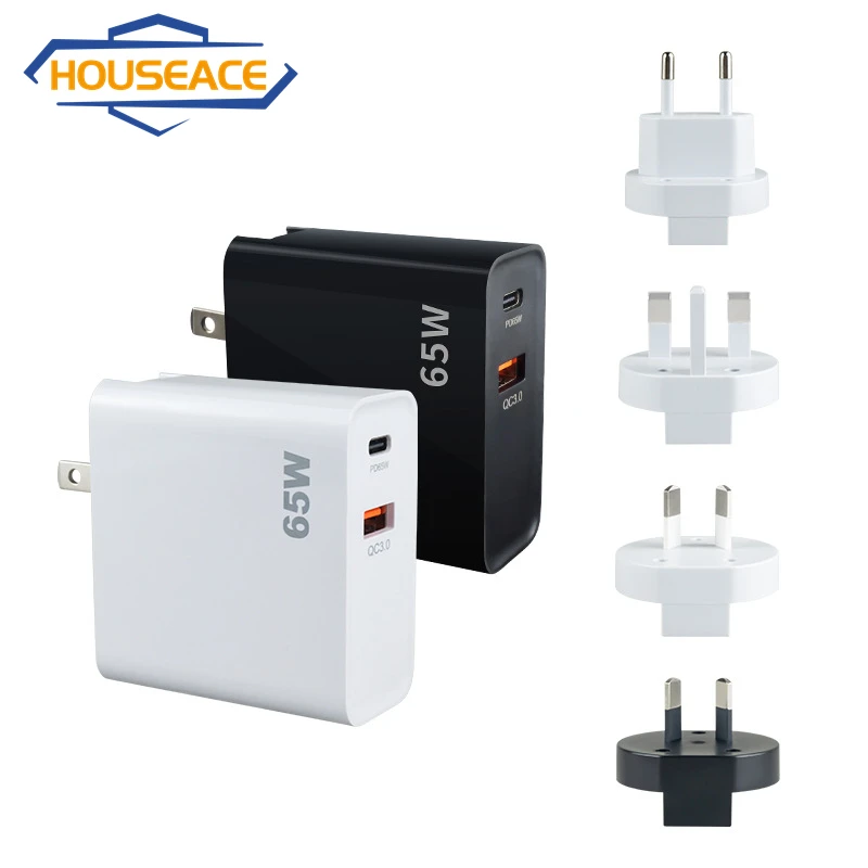 HOUSEACE GaN 65W Fast Charger Desktop Power Strip PD+QC3.0 Dual Port Laptop Power Adapter Portable US Plug Tablet Charger BZ-A06
HOUSEACE GaN 65W Fast Charger Desktop Power Strip PD+QC3.0 Dual Port Laptop Power Adapter Portable US Plug Tablet Charger BZ-A06