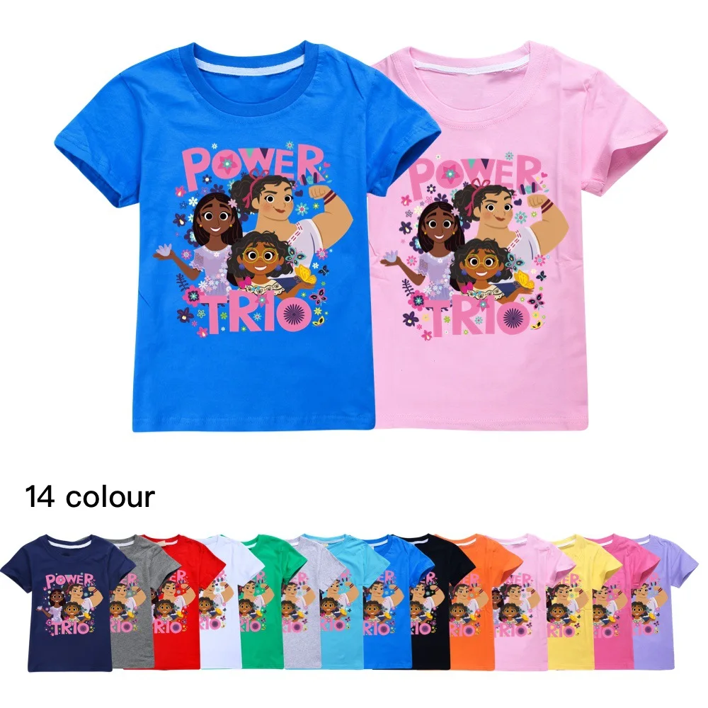 

2022 Disney 2-16 New Teen Encanto Kids Cartoon Fashion Short O Neck T Shirts Boys Summer Dress Girls Casual Activities T Shirts