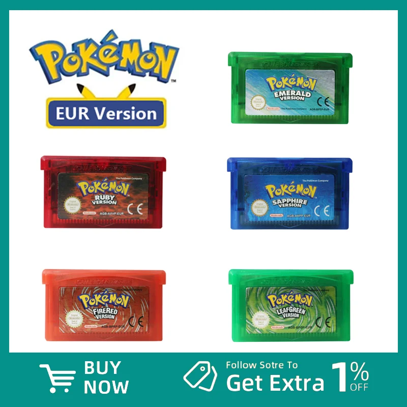 Pokemon Series Retro GBA GBC NDSL GB GBM Video Game Cartridge 32-bit Console Memory Card 5 Classic European Version
Pokemon Series Retro GBA GBC NDSL GB GBM Video Game Cartridge 32-bit Console Memory Card 5 Classic European Version