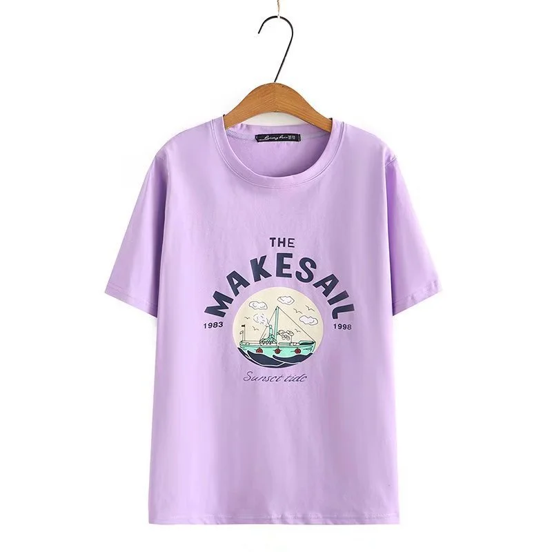 Plus Size Letter Printed Summer Tops Women Short Sleeve Slim Tshirts Oversized White Purple Tee
Plus Size Letter Printed Summer Tops Women Short Sleeve Slim Tshirts Oversized White Purple Tee