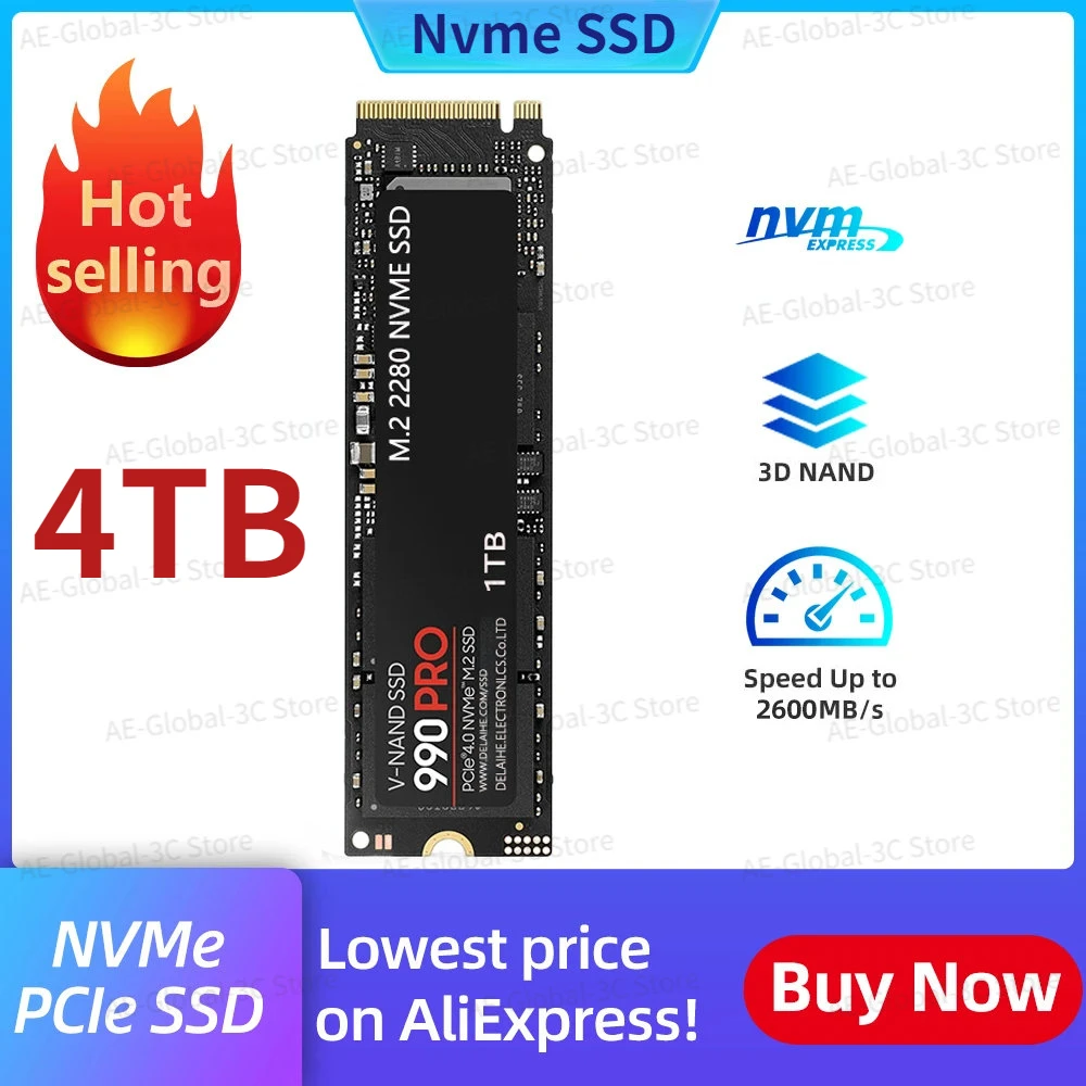 

SSD 4TB 2TB 1TB 990 PRO PCIe 4.0 NVMe 4.0 M.2 2280 SSD Internal Solid State Hard Drive For Laptop MLC PC Computer Жесткий диск