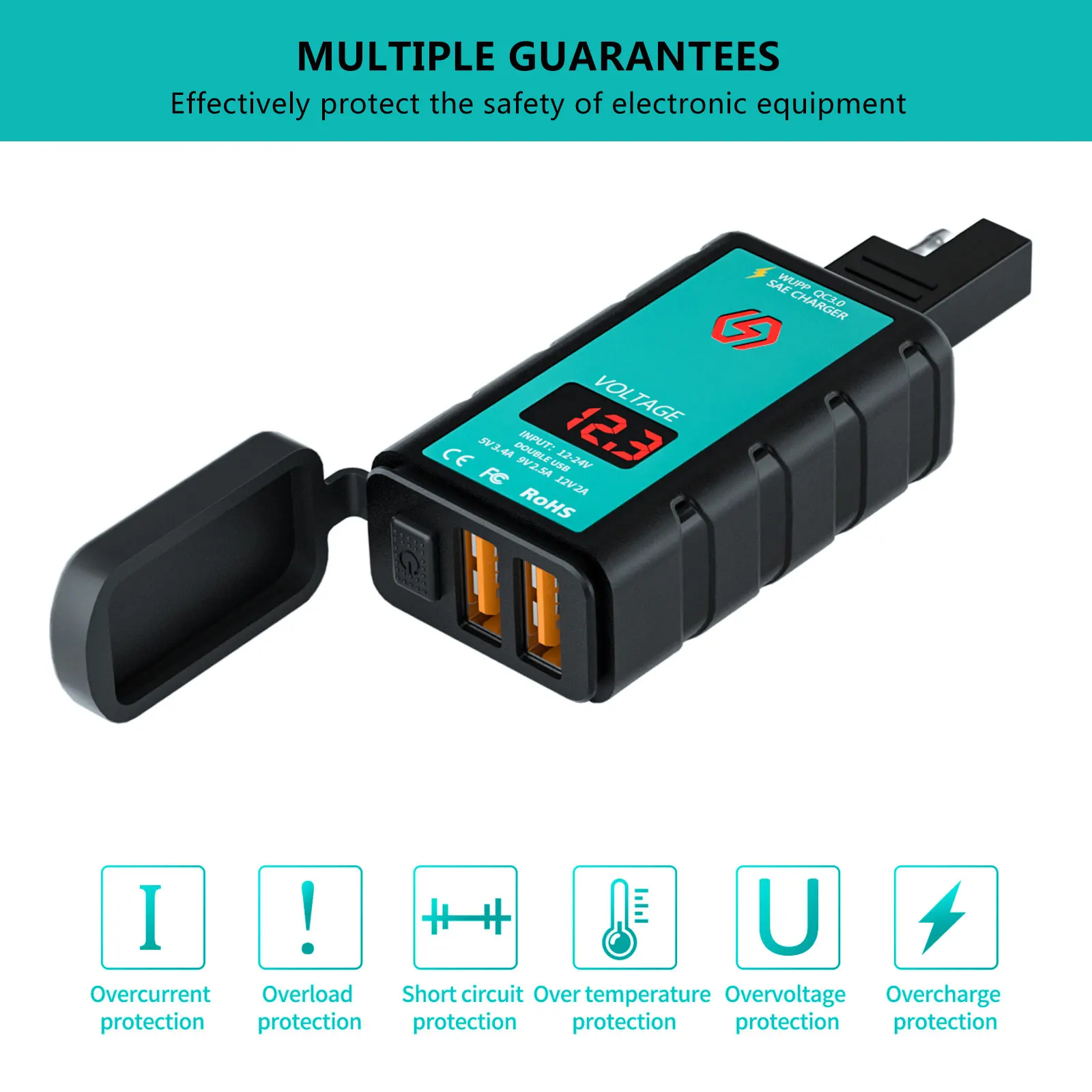 USB Motorcycle Charger Waterproof Switch With Voltmeter Fast Charging Adapter SAE To USB Type-C Socket Motorbike Accessories
USB Motorcycle Charger Waterproof Switch With Voltmeter Fast Charging Adapter SAE To USB Type-C Socket Motorbike Accessories