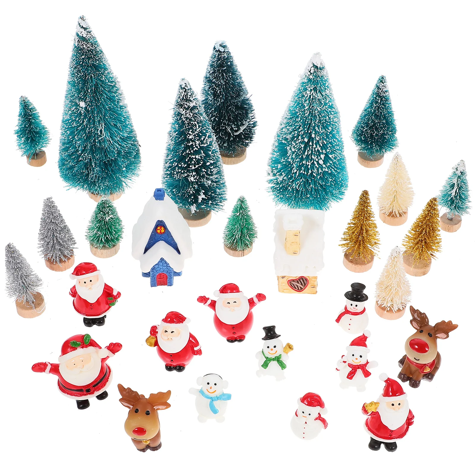 

1 Set Miniature Christmas Ornaments Xmas Themed Figurines Model Scene Layout Prop