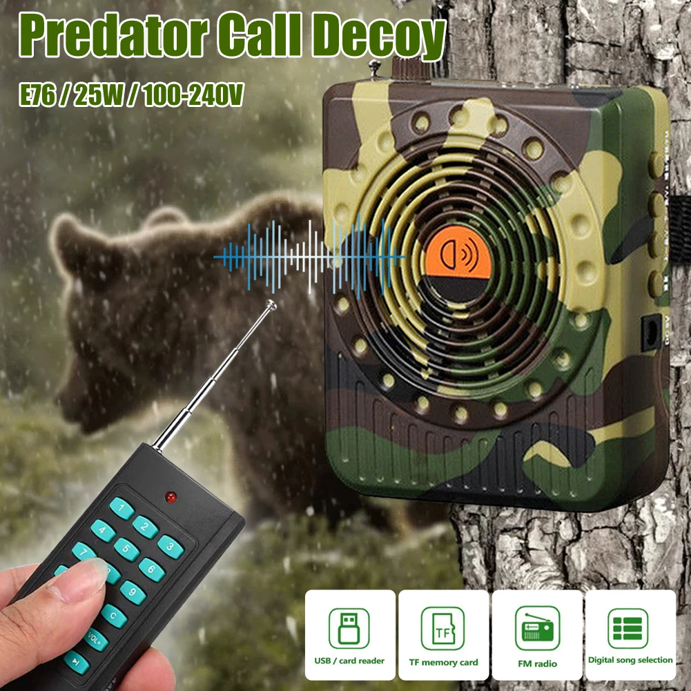 Electronic Predator Decoy Calls 2 Channels Remote Control Predator Bird Decoy Speaker MP3 Player 8-10hrs Supports TF/USB/AUX
Electronic Predator Decoy Calls 2 Channels Remote Control Predator Bird Decoy Speaker MP3 Player 8-10hrs Supports TF/USB/AUX