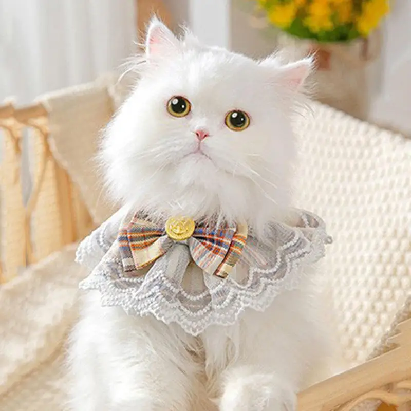 

Cat Scarf Puppy Bow Tie Plaid Bowknot Collar Kitten String Bib Riboon Bowtie Dog Neckerchief Cats Bandana Necklace Pets Supplies