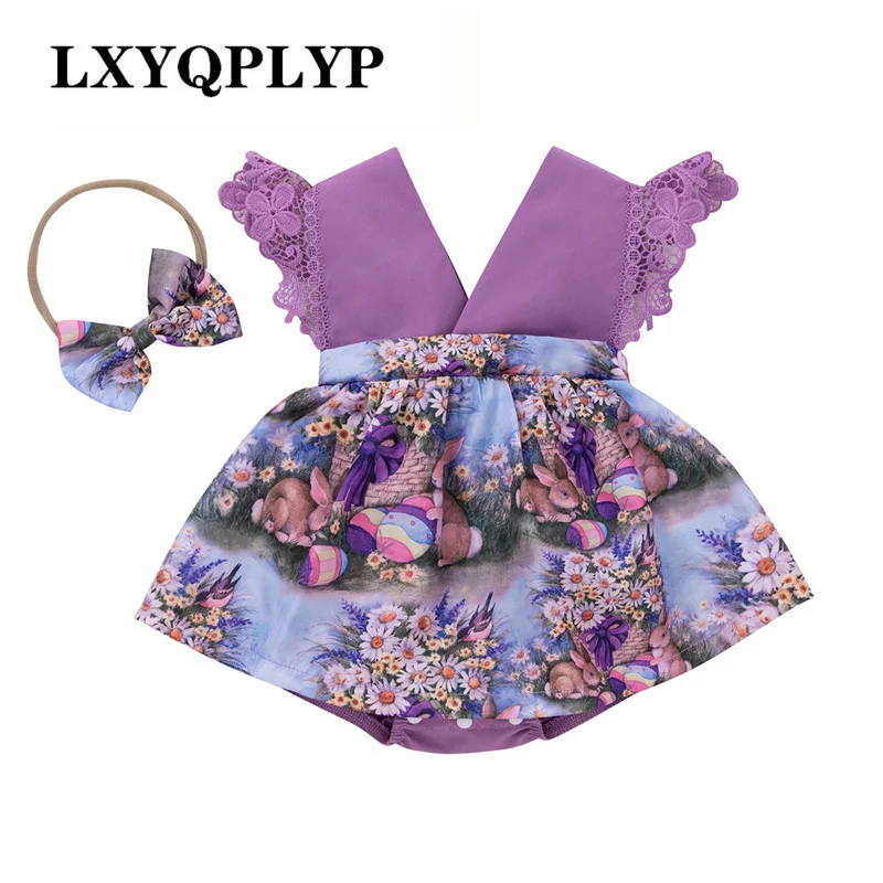 2022 girls' purple printed romper suit, baby girl summer sleeveless romper with headwear two-piece set baby girl clothes
2022 girls' purple printed romper suit, baby girl summer sleeveless romper with headwear two-piece set baby girl clothes