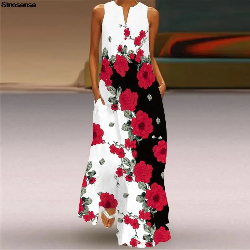 Women Summer Floral Dress With Pockets Sexy Sleeveless V Neck Tank A Line Loose Long Maxi Casual Dress Elegant Beach Party Dress
Women Summer Floral Dress With Pockets Sexy Sleeveless V Neck Tank A Line Loose Long Maxi Casual Dress Elegant Beach Party Dress