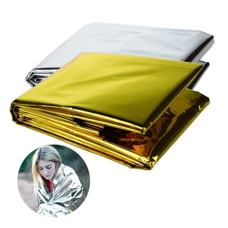 

Folding Emergency Blanket 210cm*130/160cm Silver/Gold Emergency Survival Rescue Shelter Outdoor Camping Keep Warm Blankets