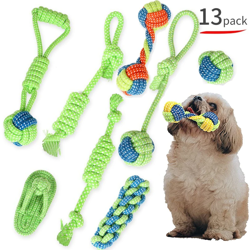 13PCS Pet Dog Toys for Large Small Dogs Toys Clean Teeth Cotton Rop Mini Puppy Toys Ball for Dogs Accessories Dog Training Toys
13PCS Pet Dog Toys for Large Small Dogs Toys Clean Teeth Cotton Rop Mini Puppy Toys Ball for Dogs Accessories Dog Training Toys