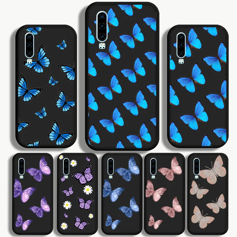 

Fashion Butterfly Phone Case Soft Silicone TPU Cover For Huawei P10 Plus P20 P30 P40 Lite P50 Mate 10 20 30 Pro Matte Back Cases