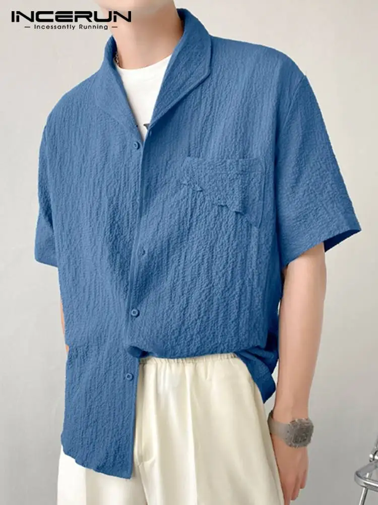 Men Shirt Solid Color Lapel Short Sleeve Summer Button Casual Men Clothing 2022 Loose Streetwear Leisure Camisas S-5XL INCERUN
Men Shirt Solid Color Lapel Short Sleeve Summer Button Casual Men Clothing 2022 Loose Streetwear Leisure Camisas S-5XL INCERUN