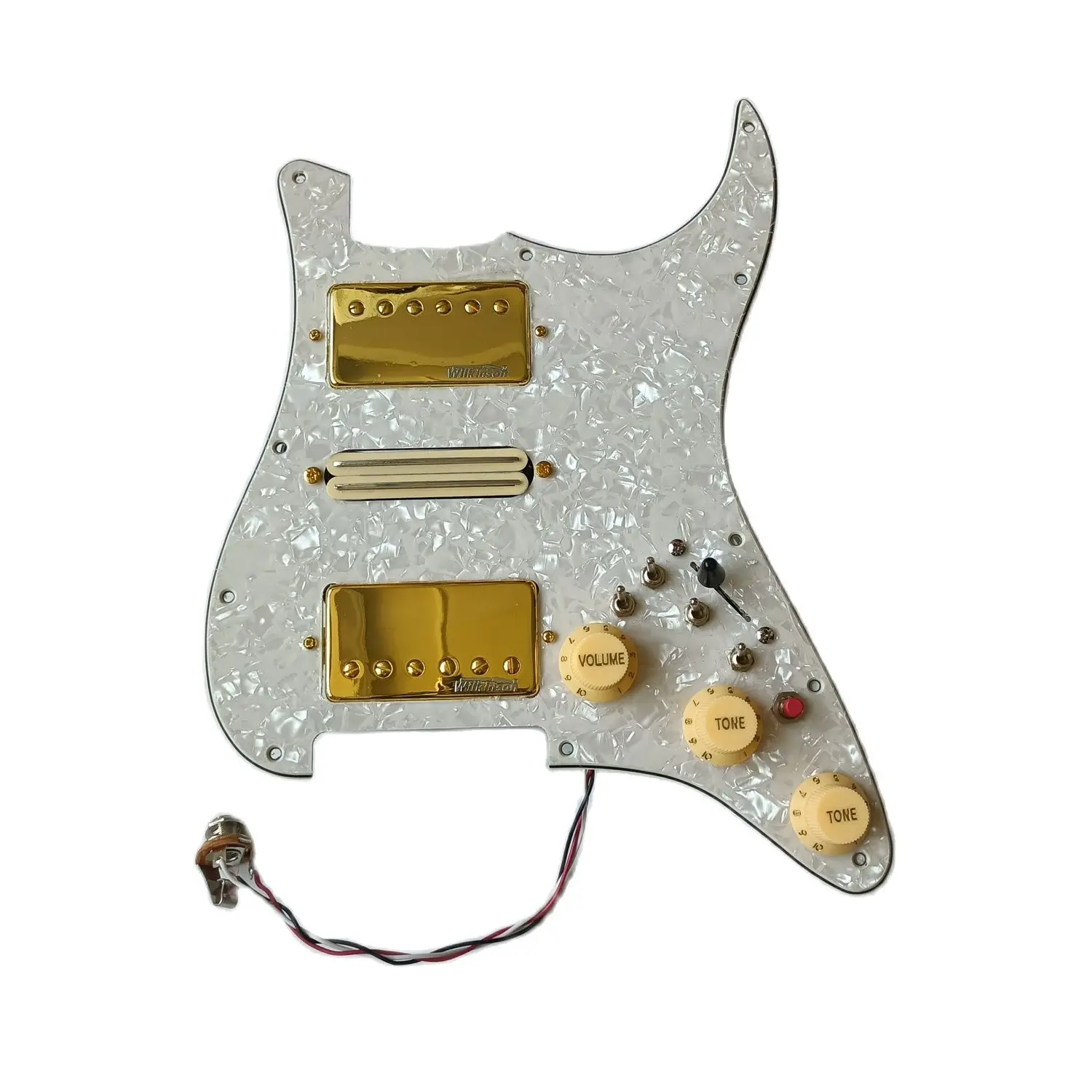 Обновленный предпроводной набор HSH Pickguard, многофункциональный переключатель, золотой Уилкинсон, WVS звукосниматель альнико, 7-ходовой перекл...
Обновленный предпроводной набор HSH Pickguard, многофункциональный переключатель, золотой Уилкинсон, WVS звукосниматель альнико, 7-ходовой перекл...